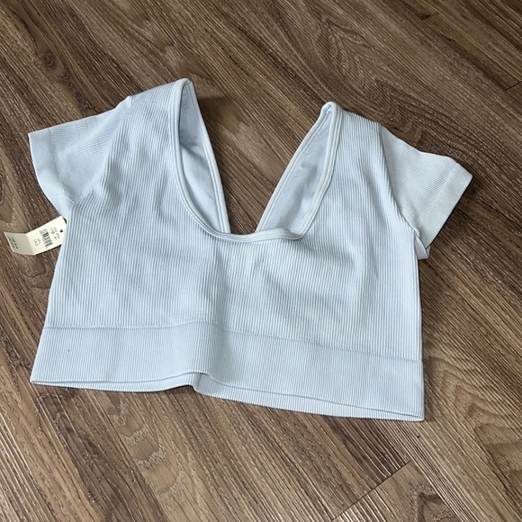 aerie crop ribbed top in blue - Picture 5 of 5